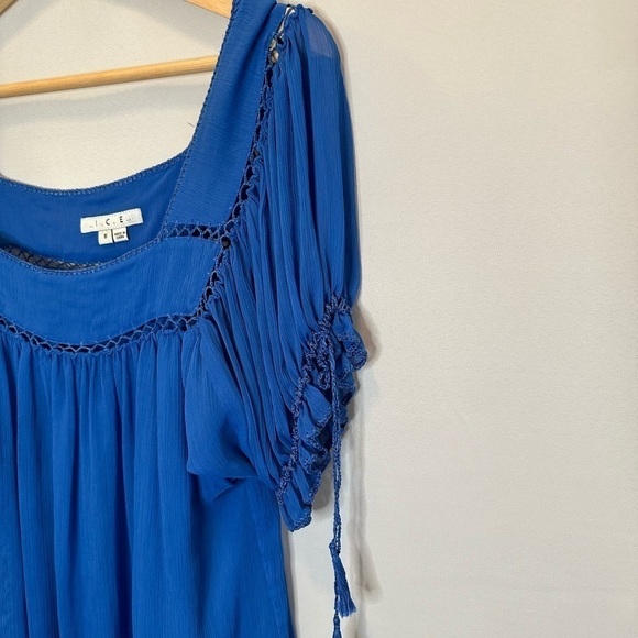 I.C.E. Blouse Womens Size 8 Cami Short Tie Puff Sleeve Peasant Prairie Boho - Picture 7 of 13